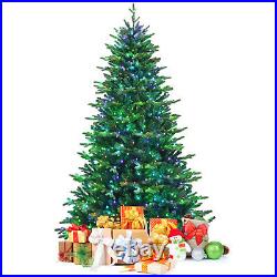 CostwayApp-Controlled Pre-lit Christmas Tree 8' with 15 Modes Multicolor Lights