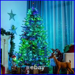 CostwayApp-Controlled Pre-lit Christmas Tree 8' with 15 Modes Multicolor Lights