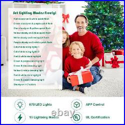 CostwayApp-Controlled Pre-lit Christmas Tree 8' with 15 Modes Multicolor Lights