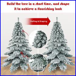 Costway 7.5 ft Snow Flocked Artificial Christmas Tree Hinged Alaskan Pine Tree