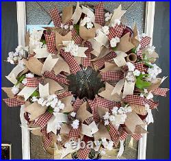 Country Darling Farmhouse Deco Mesh Front Door Wreath Valentine's Day Decoration