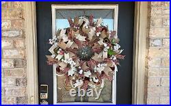 Country Darling Farmhouse Deco Mesh Front Door Wreath Valentine's Day Decoration