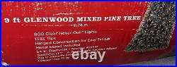 Country Living Hinged Prelit 7.5-9 Foot Glenwood Mixed Pine 800 Never Out Lights