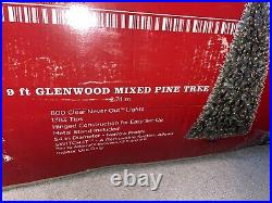 Country Living Hinged Prelit 7.5-9 Foot Glenwood Mixed Pine 800 Never Out Lights
