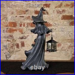 Cracker Barrel Black Resin Witch With LED Lantern IN HAND Fast Shipping