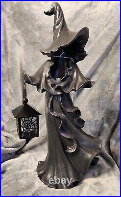 Cracker Barrel Black Resin Witch With LED Lantern New 2023 Halloween Decor