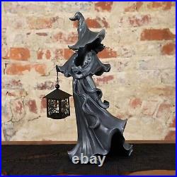Cracker Barrel Black Resin Witch With LED Lantern New 2023 IN HAND