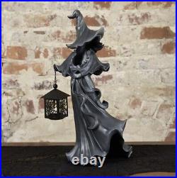 Cracker Barrel Black Resin Witch with LED Lantern New 2023 Halloween Decor IN HAND