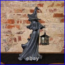 Cracker Barrel Black Witch With LED Lantern 18