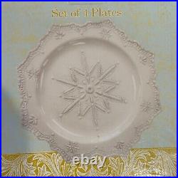 Cracker Barrel Elegance Snowflake PLATES SET OF 4 NEW IN BOX Vintage