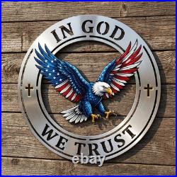 Custom Eagle Metal Wall Art Personalized Family Name Patriotic American Flag Sig