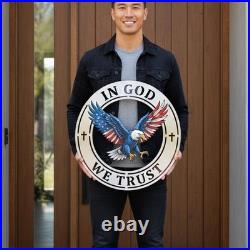 Custom Eagle Metal Wall Art Personalized Family Name Patriotic American Flag Sig