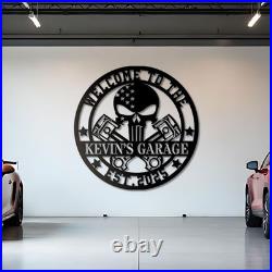 Custom Motorcycle Skull Metal Sign Personalized Garage Decor