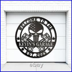 Custom Motorcycle Skull Metal Sign Personalized Garage Decor