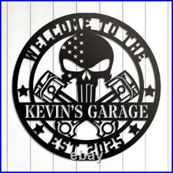 Custom Motorcycle Skull Metal Sign Personalized Garage Decor