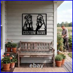 Custom Rooster Metal Sign Personalized Hen House Chicken Wall Art Farmhouse
