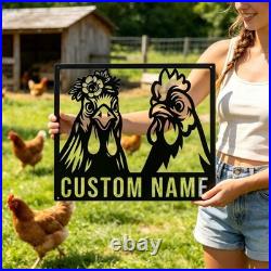 Custom Rooster Metal Sign Personalized Hen House Chicken Wall Art Farmhouse