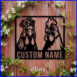 Custom Rooster Metal Sign Personalized Hen House Chicken Wall Art Farmhouse