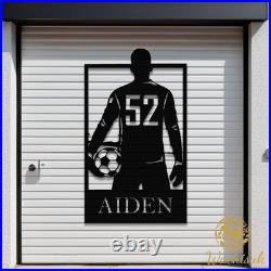 Custom Soccer Player Metal Sign Name & Number Indoor Outdoor Wall Art Gift