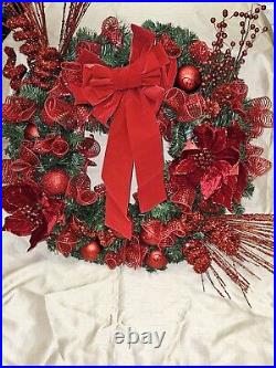 Custom handmade RED christmas door wreath