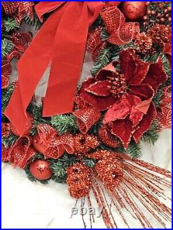 Custom handmade RED christmas door wreath