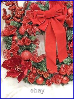 Custom handmade RED christmas door wreath