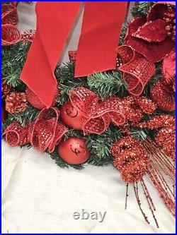 Custom handmade RED christmas door wreath