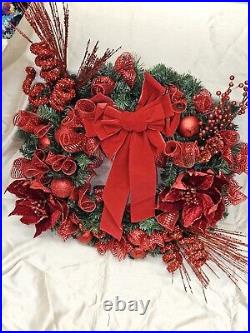 Custom handmade RED christmas door wreath