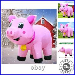 Cute 6FT Inflatable Pig with LED Lights Perfect for Holiday Lawn Decor Cute 6FT Inflatable Pig with LED Lights Perfect for Holiday Lawn Decor