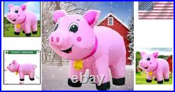 Cute 6FT Inflatable Pig with LED Lights Perfect for Holiday Lawn Decor Cute 6FT Inflatable Pig with LED Lights Perfect for Holiday Lawn Decor