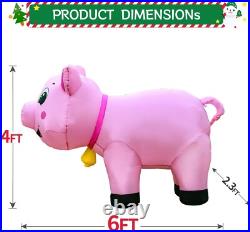 Cute 6FT Inflatable Pig with LED Lights Perfect for Holiday Lawn Decor Cute 6FT Inflatable Pig with LED Lights Perfect for Holiday Lawn Decor