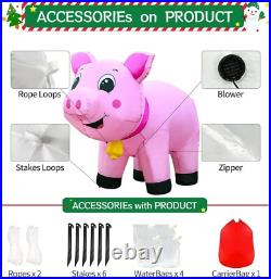 Cute 6FT Inflatable Pig with LED Lights Perfect for Holiday Lawn Decor Cute 6FT Inflatable Pig with LED Lights Perfect for Holiday Lawn Decor