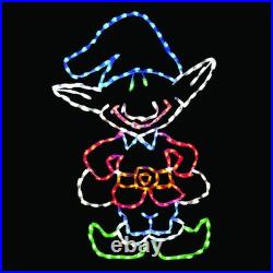 Cute Christmas Elf Outdoor Decoration LED Lighted Wireframe Yard Art 48 NEW