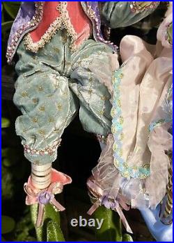 Cynthia Rowley 2 Pc Couple Easter Elf Bunny Ears Fairy Shelf Sitting Dolls 26