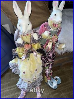 Cynthia Rowley Easter Decor Shelf Sitter Victorian Bunny Large Doll Couple New