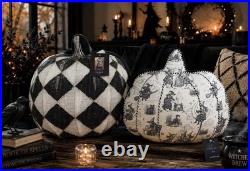 Cynthia Rowley Halloween Pumpkin Pillows Set of 2 Black White Witch NWT 16 Fall