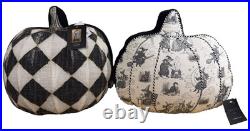 Cynthia Rowley Halloween Pumpkin Pillows Set of 2 Black White Witch NWT 16 Fall