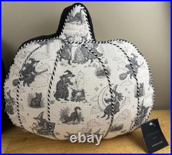 Cynthia Rowley Halloween Pumpkin Pillows Set of 2 Black White Witch NWT 16 Fall
