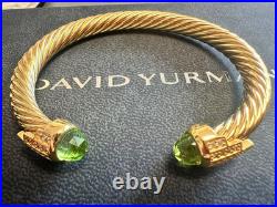 DAVlD Yu/rman 7mm 18KGold Prasiolite Diamond Cable Bracelet