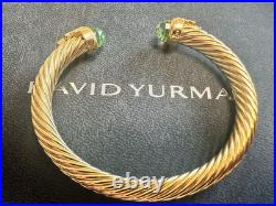DAVlD Yu/rman 7mm 18KGold Prasiolite Diamond Cable Bracelet