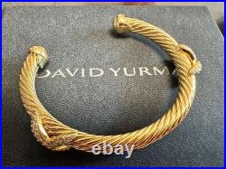 DAVlD Yu/rman gold colored 7mm double x bracelet with diamonds