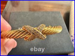 DAVlD Yu/rman gold colored 7mm double x bracelet with diamonds