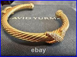 DAVlD Yu/rman gold colored 7mm double x bracelet with diamonds