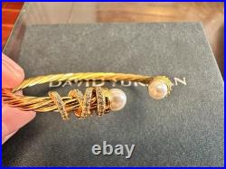 DAVlD/Yurman18K GOLD 4mm Rotating Curved Pearls Head Bracelet M