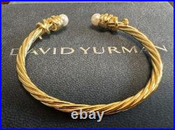 DAVlD/Yurman18K/GOLD 4mm Rotating Curved Pearls Head Bracelet M