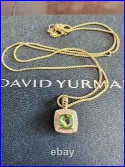 DAVlD/Yurman18K/Yellow Gold with Blue crystal and Diamonds, 1.5mm Necklace 18in