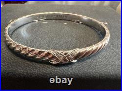 DAVlD. Yurman6.2mm Sculpted Cable X 18K platinum Gold with Diamonds 7.5IN DAVlD. Yurman6.2mm Sculpted Cable X 18K platinum Gold with Diamonds 7.5IN