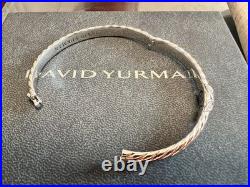 DAVlD Yurman6.2mm Sculpted Cable X 18K platinum Gold with Diamonds 7.5IN