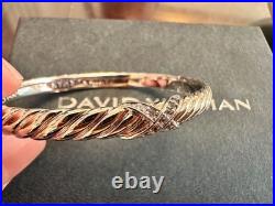 DAVlD. Yurman6.2mm Sculpted Cable X 18K platinum Gold with Diamonds 7.5IN DAVlD. Yurman6.2mm Sculpted Cable X 18K platinum Gold with Diamonds 7.5IN