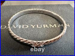DAVlD. Yurman6.2mm Sculpted Cable X 18K platinum Gold with Diamonds 7.5IN DAVlD. Yurman6.2mm Sculpted Cable X 18K platinum Gold with Diamonds 7.5IN